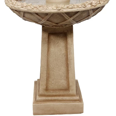 Sunnydaze Decor Sunnydaze 28"H Electric Polyresin 2-Tier Beveled Flower Outdoor Bird Bath Water Fountain - Image 4