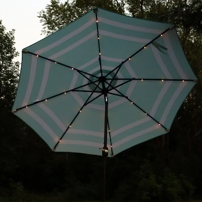 Sunnydaze Decor Sunnydaze Outdoor Aluminum Patio Umbrella With Solar LED Lights, Tilt, And Crank - 9' - Image 6