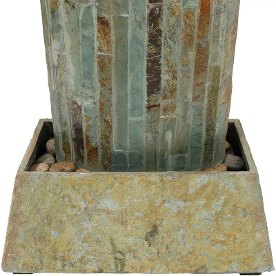 Sunnydaze Decor Sunnydaze 49"H Electric Natural Slate Tower Column Indoor/Outdoor Water Fountain With LED Light - Image 3