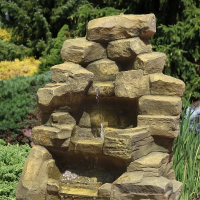 Sunnydaze Decor Sunnydaze 37"H Electric Fiberglass Stone Falls Waterfall Outdoor Water Fountain - Image 5