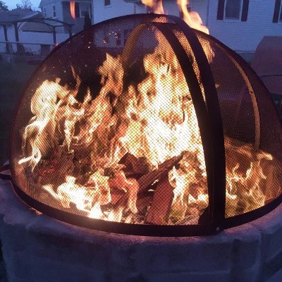 Sunnydaze Decor Sunnydaze Outdoor Heavy-Duty Steel Mesh Round Easy-Opening Camp Fire Pit Spark Screen Lid With Hinged Door - Black - Image 2