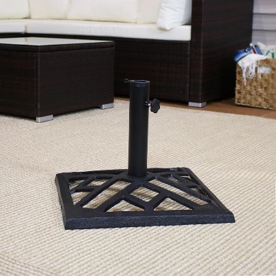 Sunnydaze Decor Sunnydaze Outdoor Heavy-Duty Cast Iron Decorative Modern Geometric Design Patio Yard Square Umbrella Base Stand - 17" - Black - Image 4