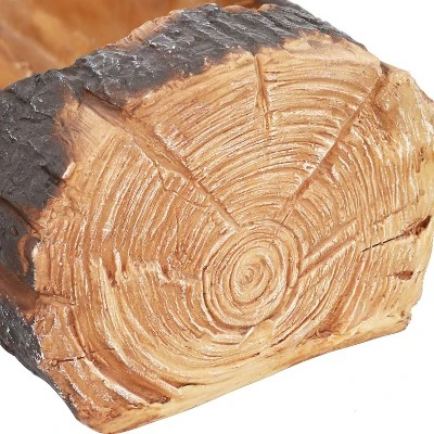 Sunnydaze Decor Sunnydaze Polyresin Decorative Outdoor Raised Rustic Log Planter For Garden, Patio, Deck, Yard, Porch And Balcony - 35" W - Brown - Image 2