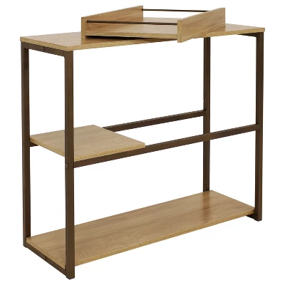 Sunnydaze Decor Sunnydaze Industrial-Style, 3-Shelf Sofa Table With Removable Serving Tray - Brown - 28.25 In - Image 10