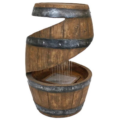 Sunnydaze Decor Sunnydaze 25"H Electric Resin Spiraling Barrel Outdoor Water Fountain With LED Lights - Image 6