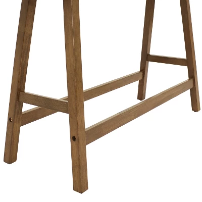 Sunnydaze Decor Sunnydaze Indoor Wooden Counter-Height Dining Bench - Weathered Oak Finish With Blue Cushion - Image 4