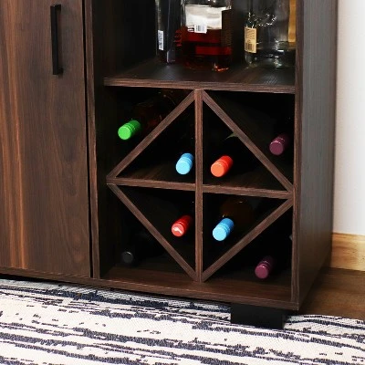 Sunnydaze Decor Sunnydaze Indoor Lavina Wine Cabinet With Glass And Bottle Storage Shelves - Coffee Brown - Image 12