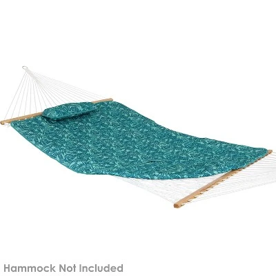 Sunnydaze Decor Sunnydaze Outdoor Weather-Resistant Polyester Quilted Hammock Cushion Pad And Hammock Pillow With Ties - Cool Blue Tropics - Image 7