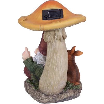 Sunnydaze Decor Sunnydaze Bernard The Bookworm Resin Indoor/Outdoor Garden Gnome With Mushroom And Solar Light - 16" H - Image 8