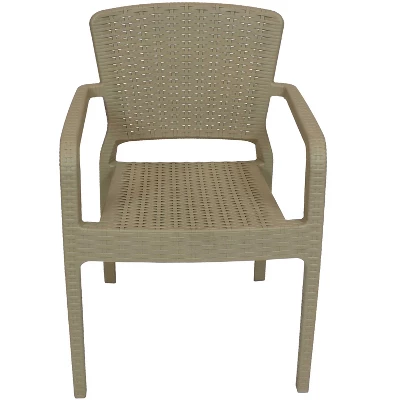 Sunnydaze Decor Sunnydaze Faux Wicker Rattan Design Plastic All-Weather Commercial-Grade Segonia Indoor/Outdoor Patio Dining Arm Chair - Image 6