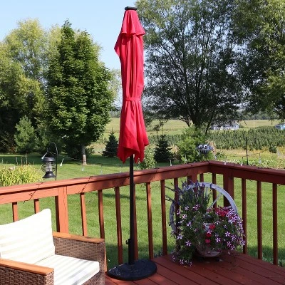 Sunnydaze Decor Sunnydaze Solar Outdoor Half Patio Umbrella With LED Lights And Crank - 9' - Image 9