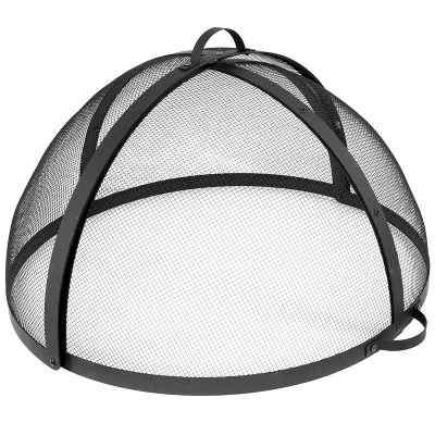 Sunnydaze Decor Sunnydaze Outdoor Heavy-Duty Steel Mesh Round Easy-Opening Camp Fire Pit Spark Screen Lid With Hinged Door - Black - Image 13