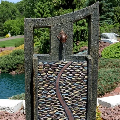 Sunnydaze Decor Sunnydaze 39"H Electric Polyresin And Fiberglass Modern Road Column Outdoor Water Fountain With LED Lights - Image 5