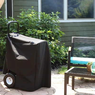 Sunnydaze Decor Sunnydaze Outdoor Firewood Log Rack Cart Carrier With Heavy-Duty Weather-Resistant Polyester Cover - Black - Image 6