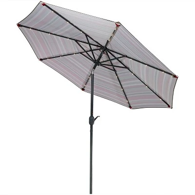 Sunnydaze Decor Sunnydaze Outdoor Aluminum Patio Umbrella With Solar LED Lights, Tilt, And Crank - 9' - Image 13