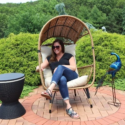 Sunnydaze Decor Sunnydaze Shaded Comfort Wicker Outdoor Egg Chair With Legs - 56.5" H - Image 6