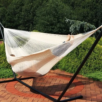 Sunnydaze Decor Sunnydaze Mayan Family Hammock Hand-Woven XXL Thick Cord With Stand - 400 Lb Weight Capacity/15' Stand - Image 4