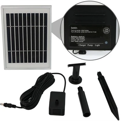 Sunnydaze Decor Sunnydaze Outdoor 3-Tier Chiseled Basin Solar Powered Water Fountain With Battery Backup And Submersible Pump - 22" - Image 9