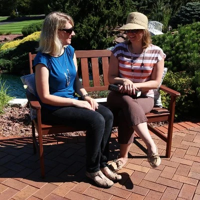 Sunnydaze Decor Sunnydaze Outdoor Meranti Wood With Teak Oil Finish Modern Rustic Wooden 2-Person Bench Seat - Brown - Image 5