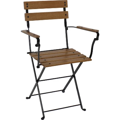 Sunnydaze Decor Sunnydaze Indoor/Outdoor Patio Or Dining Basic Chestnut Wooden Folding Bistro Arm Chair - Brown - Image 4