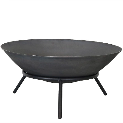 Sunnydaze Decor Sunnydaze Outdoor Camping Or Backyard Cast Iron Round Rustic Raised Fire Pit Bowl With Steel Finish On Stand - 22" - Image 4