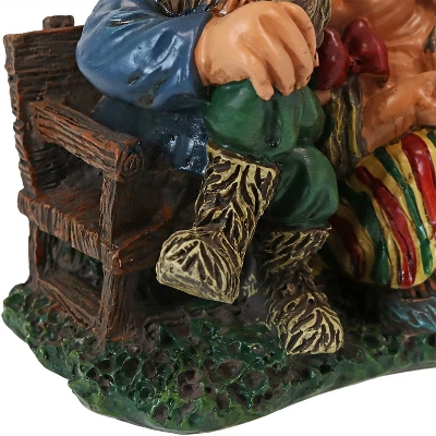 Sunnydaze Decor Sunnydaze Al And Anita On Bench Indoor/Outdoor Lightweight Resin Garden Gnome Couple Outdoor Lawn Statue - 8" H - Image 3