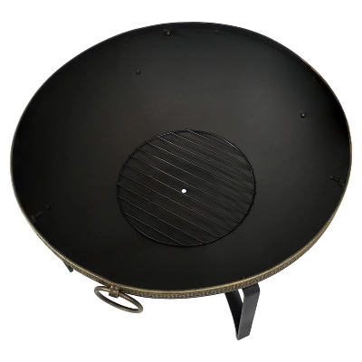 Sunnydaze Decor Sunnydaze Outdoor Camping Or Backyard Steel Contemporary Fire Pit Bowl With Handles And Spark Screen - 26" - Black - Image 6