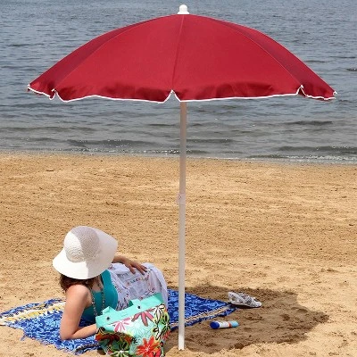 Sunnydaze Decor Sunnydaze Outdoor Travel Portable Beach Umbrella With Tilt Function And Push Open/Close Button - 5' - Image 2