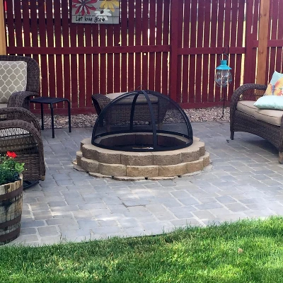 Sunnydaze Decor Sunnydaze Outdoor Heavy-Duty Steel Mesh Round Easy-Opening Camp Fire Pit Spark Screen Lid With Hinged Door - Black - Image 11