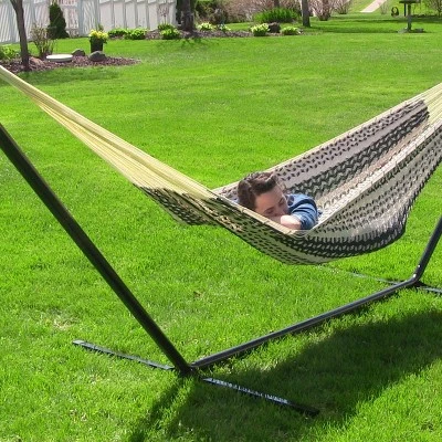 Sunnydaze Decor Sunnydaze Mayan Family Hammock Hand-Woven XXL Thick Cord With Stand - 400 Lb Weight Capacity/15' Stand - Image 6