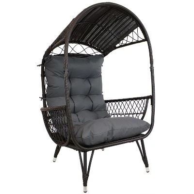 Sunnydaze Decor Sunnydaze Shaded Comfort Wicker Outdoor Egg Chair With Legs - 56.5" H - Image 11
