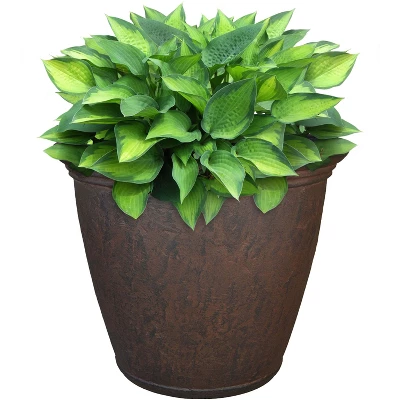 Sunnydaze Decor Sunnydaze Indoor/Outdoor Patio, Garden, Or Porch Weather-Resistant Double-Walled Anjelica Flower Pot Planter - 16" - Rust Finish - Image 4