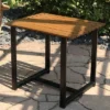 Sunnydaze Decor Sunnydaze Outdoor Rectangle Side Table - Chestnut With Powder-Coated Steel Frame - Brown