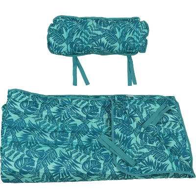 Sunnydaze Decor Sunnydaze Outdoor Weather-Resistant Polyester Quilted Hammock Cushion Pad And Hammock Pillow With Ties - Cool Blue Tropics - Image 8