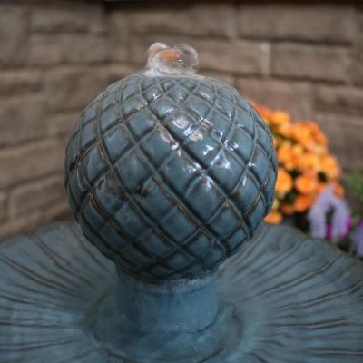 Sunnydaze Decor Sunnydaze 27"H Electric Green Ceramic 2-Tier Resting Birds Outdoor Water Fountain - Image 8