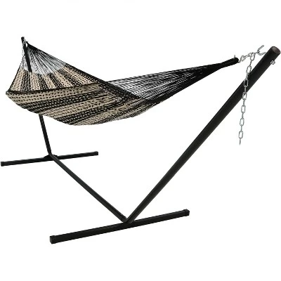 Sunnydaze Decor Sunnydaze Mayan Family Hammock Hand-Woven XXL Thick Cord With Stand - 400 Lb Weight Capacity/15' Stand - Image 9