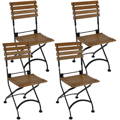 Sunnydaze Decor Sunnydaze Indoor/Outdoor Patio Or Dining Chestnut Wooden Folding Bistro Arm Chair - Brown - Image 7