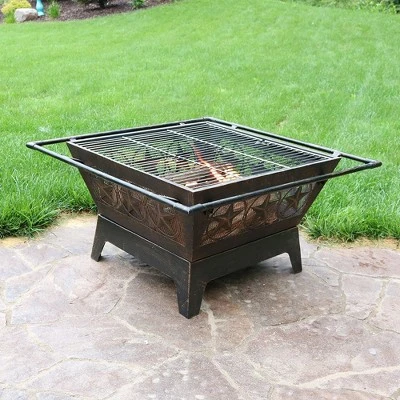 Sunnydaze Decor Sunnydaze Outdoor Camping Or Backyard Steel Northern Galaxy Fire Pit With Cooking Grill Grate, Spark Screen, And Log Poker - 32" - Image 7