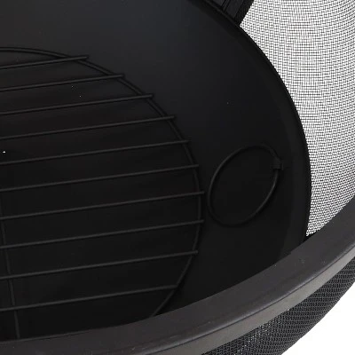 Sunnydaze Decor Sunnydaze Outdoor Portable Camping Or Backyard Flaming Sphere Ball Fire Pit With Built-In Spark Screen - 30" - Black - Image 3