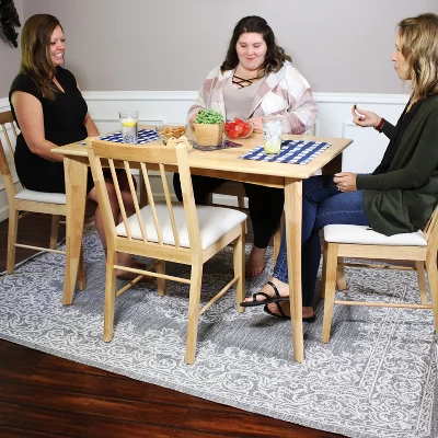 Sunnydaze Decor Sunnydaze Indoor 5-Piece Solid Rubberwood Dining Table And Chairs Set - Natural With Beige Cushions - Image 10