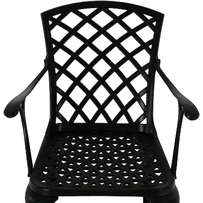 Sunnydaze Decor Sunnydaze Outdoor Crossweave Design Black Cast Aluminum Patio Dining Chair, 2pk - Image 2