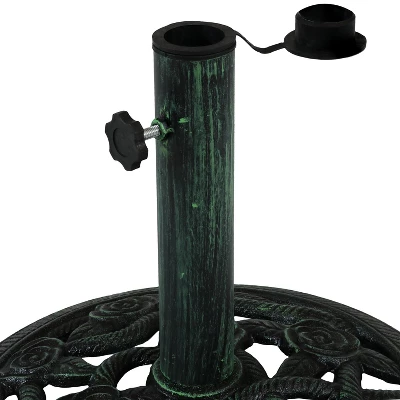 Sunnydaze Decor Sunnydaze Outdoor Heavy-Duty Cast Iron Decorative Rose Blossom Design Patio Yard Round Umbrella Base Stand - 16" - Image 2