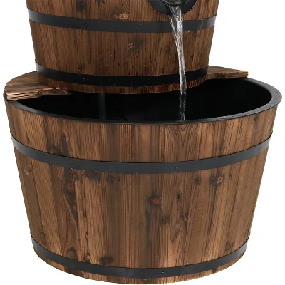 Sunnydaze Decor Sunnydaze 30"H Electric Wood Rustic Farmhouse Style 3-Tier Barrel Outdoor Water Fountain - Image 4