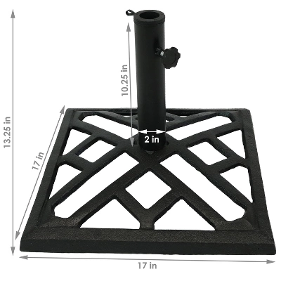 Sunnydaze Decor Sunnydaze Outdoor Heavy-Duty Cast Iron Decorative Modern Geometric Design Patio Yard Square Umbrella Base Stand - 17" - Black - Image 6