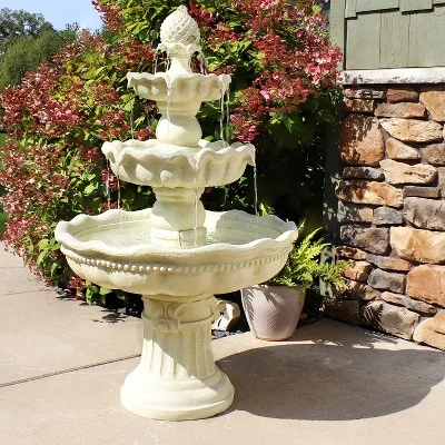 Sunnydaze Decor Sunnydaze 51"H Electric Polyresin And Fiberglass 3-Tier Pineapple Top Outdoor Water Fountain