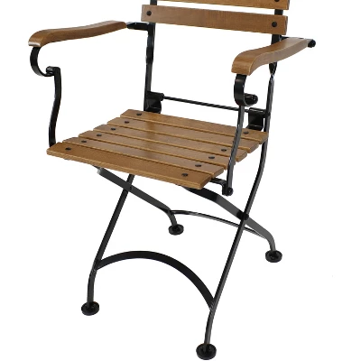 Sunnydaze Decor Sunnydaze Indoor/Outdoor Patio Or Dining Essential Chestnut Wooden Folding Bistro Arm Chair - Brown - 2pk - Image 2