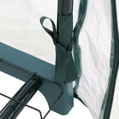 Sunnydaze Decor Sunnydaze Outdoor Portable Growing Rack 3-Tier Greenhouse With Roll-Up Door - 3 Shelves - Clear - Image 3