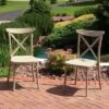 Sunnydaze Decor Sunnydaze Crossback Design Plastic All-Weather Commercial-Grade Bellemead Indoor/Outdoor Patio Dining Chair, Tan, 2pk