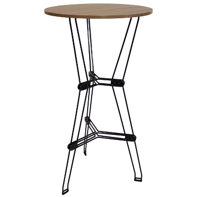 Sunnydaze Decor Sunnydaze Indoor Modern Furniture Steel Wire Bar Table With Faux Woodgrain Tabletop - Brown - Image 9