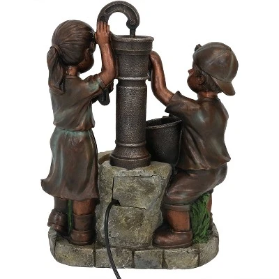 Sunnydaze Decor Sunnydaze 24"H Electric Polyresin Jack And Jill At Farmhouse Pump And Well Outdoor Water Fountain - Image 10